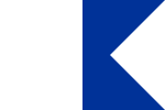 Bandera Alfa - colores : blanco y azul, señala la presencia de buzos, apneístas, o de pescasubs.